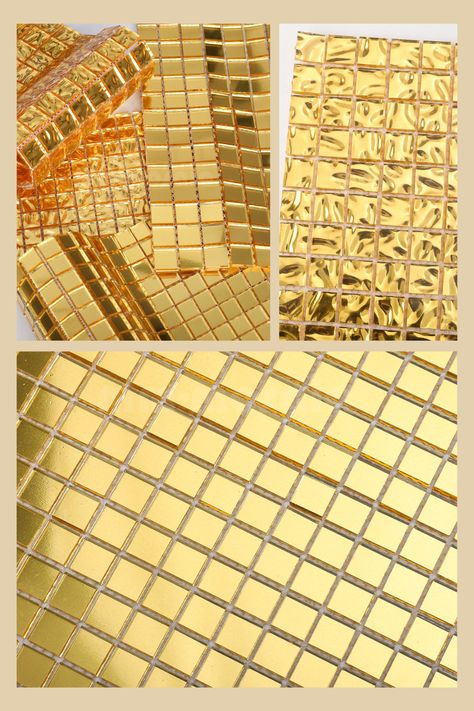 #goldmosaic #mosaic #tileshop #tileinspo #tilestyle #tiledesign #tilelove #tiles2023 #interiordesigner #interiorinspiration #interiordesign #backsplash #renovation #remodel #IHaveThisThingWithTiles #bathroomtiles #kitchentiles #pooltile #spatile #spapool #spadecor #goldinterior #luxury Gold Mosaic Tile, Artistic Bathroom, Showers Bathroom, Square Tiles, Gold Mosaic, Bathroom Walls, Gold Bathroom, Bathroom Tiles, Square Tile