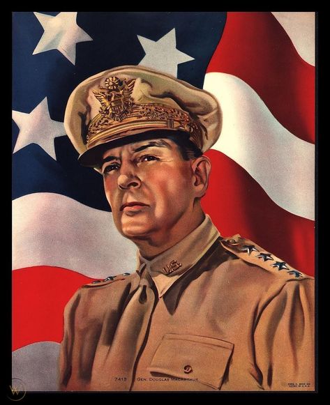 General Macarthur, Us Army General, Douglas Macarthur, Patriotic Pictures, Navy Air Force, Vintage Newspaper, Military Heroes, Military Veterans, Squad Goals