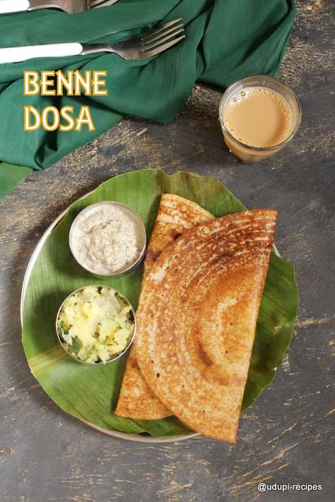 Benne dosa - benne dose Benne Dosa, Potato Masala Recipe, Plain Dosa, Popular Breakfast Recipes, Ragi Dosa, South Indian Breakfast Recipes, South Indian Breakfast, Veggie Platter, Dosa Recipe