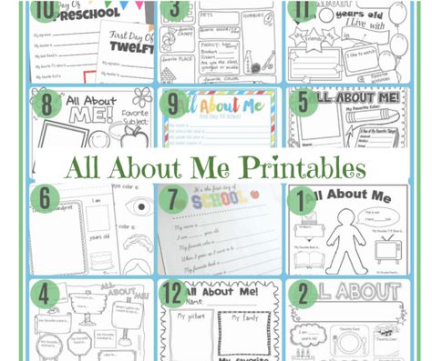 {All About Me} 12 Free Printables to Introduce your Child to their Teacher/IEP team.  Great way to introduce your child to their teacher before school starts or when they have a new staff person. Especially if the child has medical or other issues.  #education #printables #allaboutme #preschool #elementary #specialed #IEP About Me Printable, All About Me Poster, All About Me Printable, All About Me Book, All About Me Worksheet, All About Me Preschool, All About Me Activities, About Me Activities, Speech Ideas