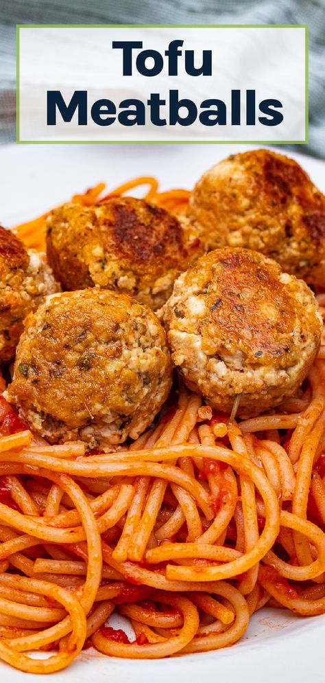 Tofu Meatballs are a super easy recipe that you'll love in your pasta! These flavorful meatless meatballs are ready in just 20 minutes! Tofu Meatballs Easy, Tofu Balls Recipe, Vegan Tofu Recipes Easy, Easy Tofu Recipes, Tofu Meatballs, Vegan Meatballs Recipe, Easy Tofu, Tofu Recipes Healthy, Vegan Meat Recipe