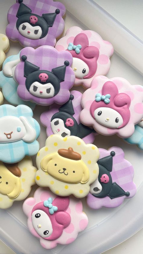 I remember being so addicted to these cuties when I was a kid. Still can’t help but smile when cookie decorating is inspired by Sanrio… | Instagram Sanrio Cookies Decorated, Sanrio Dessert Table, Hello Kitty And Friends Cookies, Sanrio Sugar Cookies, Baking Decorations Ideas, Sanrio Pastries, Cookie Cakes Birthday, Galletas Cute, Sanrio Recipes