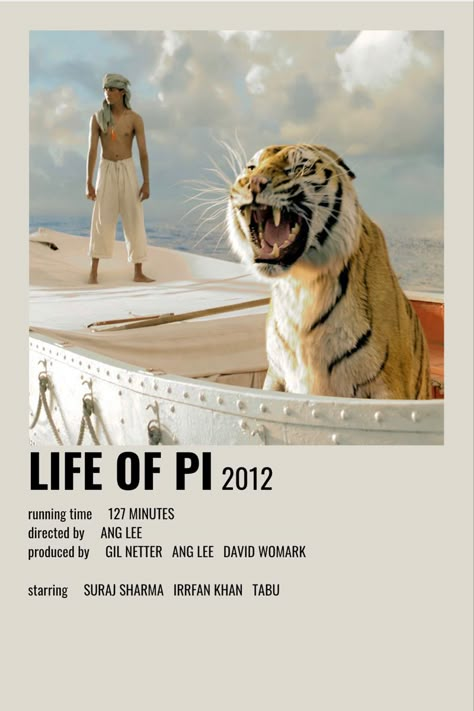 Life Of Pi Movie, Pi Movie, Classic Films Posters, Movies To Watch Teenagers, Movie Card, Life Of Pi, Iconic Movie Posters, Girly Movies, Film Posters Minimalist