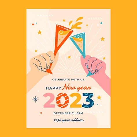 New Years Eve Illustration, New Year Graphic Design, Countdown To New Year, Happy New Year Illustration, New Year Graphic, Lake Town, New Year Post, Poster Flat, Nail Lab