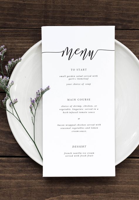 Menu Wedding Ideas, Wedding Menu Card Ideas, Menu Wedding Cards, Menu Card Ideas, Wedding Menu Design, Wedding Menu Ideas, Rustic Wedding Menu, New Year Menu, New Years Celebration