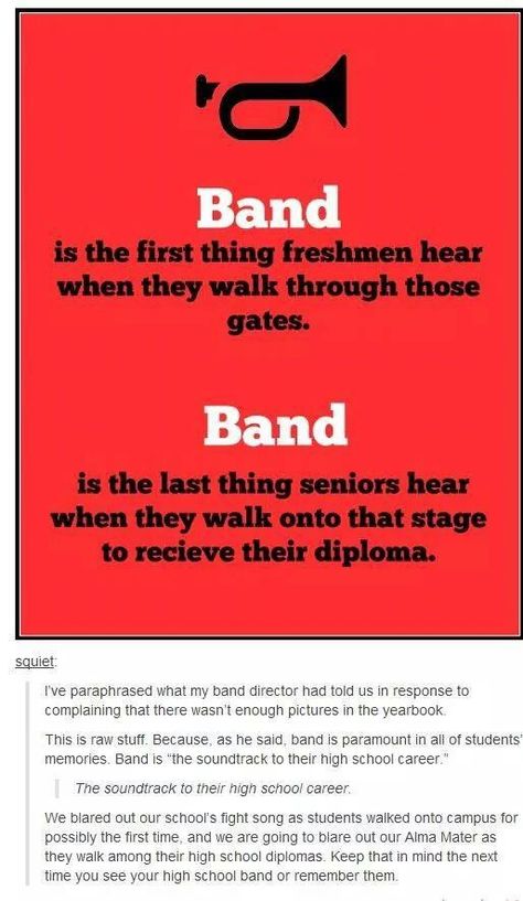 Band is everything to me. It was the first thing I had interest in as a 6th grader and it was the last thing I heard as I left graduation. I'll never forget my band mates and I'll always love and defend them with my life. Director Quotes, Marching Band Quotes, Flute Problems, Marching Band Problems, Funny Band, Marching Band Memes, Band Problems, Characters Disney, Marching Bands