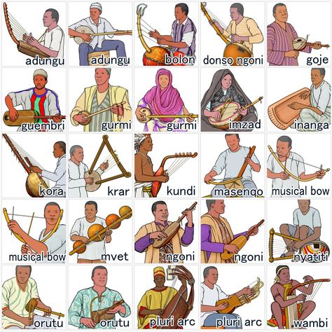 African stringed instrument : plucked Instruments, bowed Instruments and harp Musical Instruments Photography, Instruments Photography, Musical Instruments Drawing, African Pottery, Susanoo Naruto, Homemade Instruments, Music Teaching Resources, Instruments Art, Diy Instruments