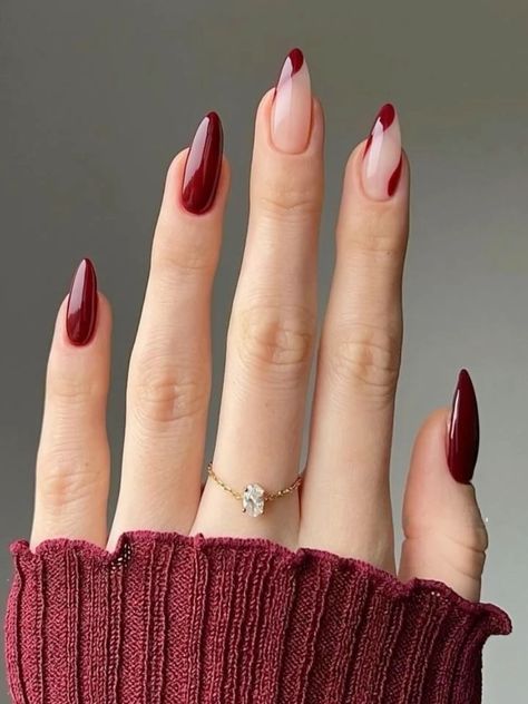 Fall Engagement Nails, Burgundy Fall Nails, Eyeshadow Nails, French Nails Design, Diy Nails Tutorial, Ombre French Nails, Burgundy Nail Designs, Engagement Nails, Latest Nail Designs