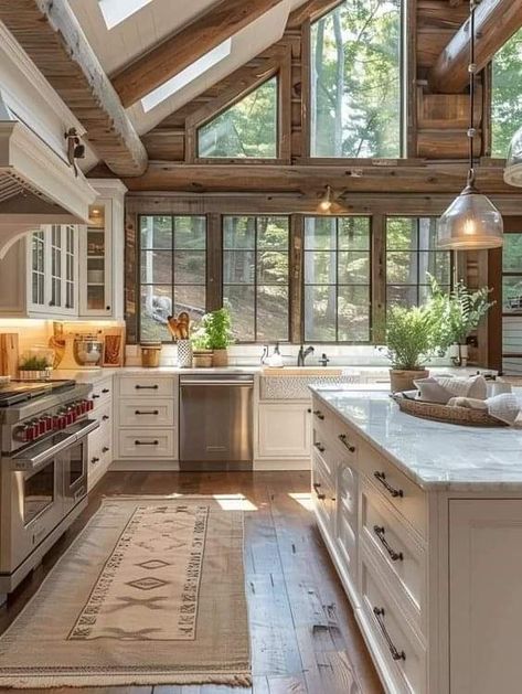 Cottage Kitchen Inspiration, Dream Life House, Cozy Kitchen, Chic Kitchen, Dream House Interior, Cottage Kitchen, Farmhouse Sink, Dream House Plans, Cottage Homes