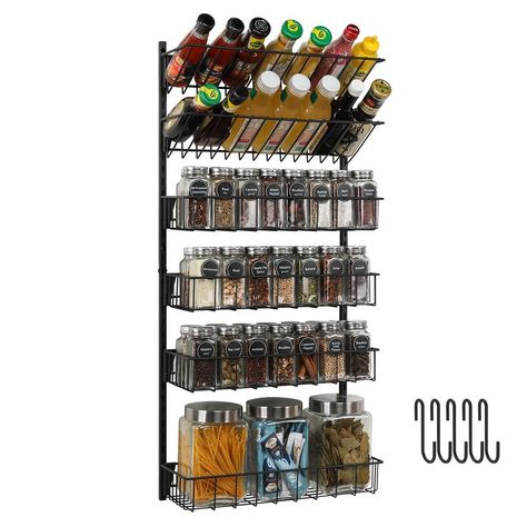 X Cosrack Organizer Seasoning Height Adjustable Bathroom | Kitchen Pantry Design Spice Shelves, Mounted Spice Rack, Door Spice Rack, Wire Storage Shelves, Hanging Spice Rack, Wall Mounted Spice Rack, Spice Shelf, Pantry Wall, Spice Rack Organiser