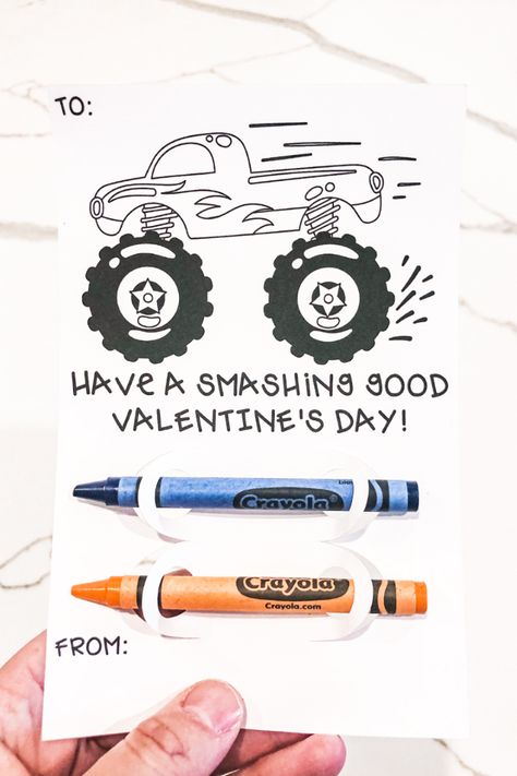 These free monster truck valentines are sure to make any little boy happy this valentine's day. Download this free crayon holder valentine! There are 4 different valentine designs, including a sloth valentine, monster truck valentine, alligator valentine, and a unicorn valentine. These free printable valentines can be cut using a Silhouette machine or a Cricut machine. #valentinesday #printablevalentine #freevalentines Alligator Valentine, Monster Truck Valentines, Sloth Valentine, Cricut Valentines Projects, Free Silhouette Files, Truck Valentine, Crayon Valentines, Valentines Bookmarks, Valentine Template