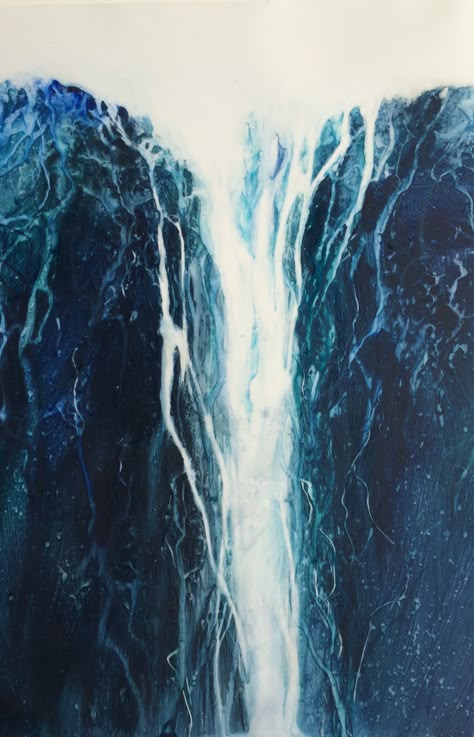 Watercolour on Yupo Abstract Waterfall Painting, Waterfall Graphic, Abstract Waterfall, Ocean Drawing, Watercolor Paintings Of Animals, Waterfall Paintings, Abstract Watercolor Landscape, Abstract Art Gallery, Watercolor Workshop