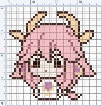 Yae Miko Pfp, Easy Pixel Art, Pixel Art Templates, Seni Dan Kraf, Pixel Drawing, Pink Dragon, Pixel Crochet, Pixel Art Grid, Pix Art