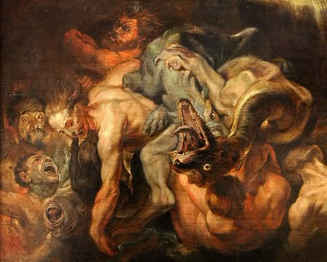 Rubens, The Fall of the Damned, detail. The Fall Of The Damned, Fall Of The Damned, Paul Rubens, Peter Paul Rubens, Baroque Art, Ethereal Art, Classical Art, Surreal Art, Horror Art