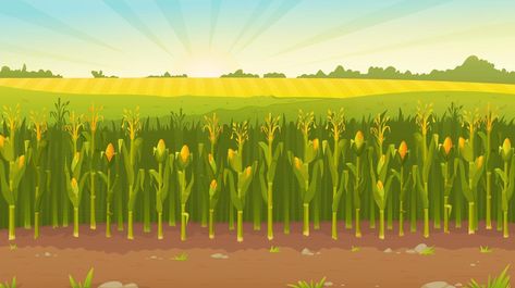 Cornfield Drawing, Colorful Art Projects, Minnie Mouse Birthday Outfit, Crop Field, Bee Pictures, Tips For Happy Life, Photoshop Backgrounds Backdrops, Concept Art Drawing, Cartoon Background