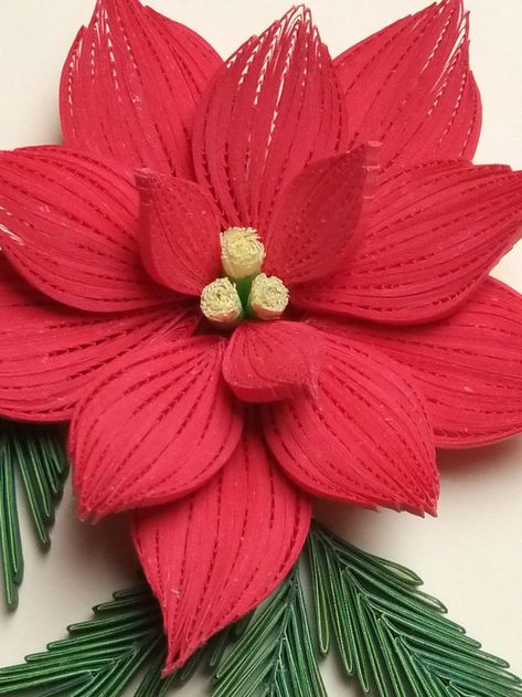 quilling poinsettia poinsecja Quilled Christmas Wreaths, Quilling Wreath Christmas, Paper Pointsettia, Quilled Poinsettia, Quilling Poinsettia, Quilling Christmas Poinsettia, Quilled Poinsettia Cards, Quilling Flowers Tutorial, Diy Quilling Crafts