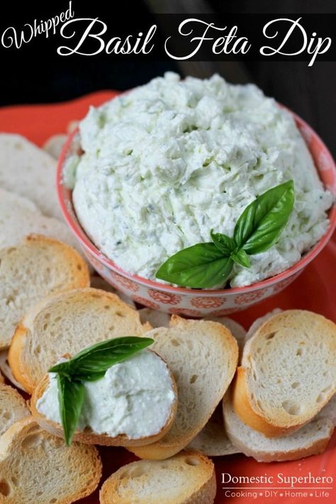 Whipped Basil Feta Dip Basil Feta Dip, Basil Dip, Dip Party, Healthy Dip Recipes, Party Dip, Tomato Bruschetta, Basil Recipes, Feta Dip, Whipped Feta