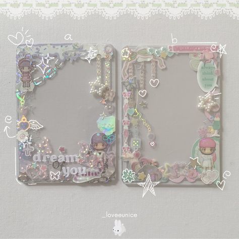 Top Loaders Kpop, Kpop Photocard Toploader, Kpop Toploader Deco Stickers, Decoden Toploader Ideas, Photocard Sleeve Deco, Photocard Sticker Deco, Pc Toploader Deco, Photocard Decoration Sticker, Kpop Photocard Deco