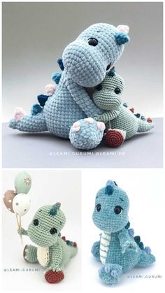 Crochet Dinosaur Pattern Free, Elephant Amigurumi, Crochet Dinosaur Patterns, Crochet Dragon Pattern, Crochet Toys Free, Easy Crochet Animals, Baby Dinosaur, Crochet Dinosaur, Crochet Dragon