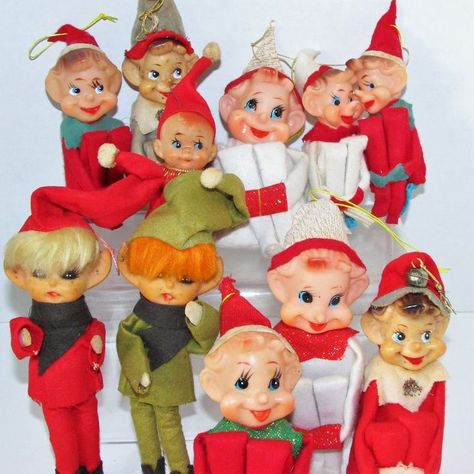 Love these old pixies or elves! Vintage Christmas Elf, Elf Ornaments, Christmas Elf, Vintage Gifts, Vintage Japanese, Elf On The Shelf, Vintage Christmas, Elf, Disney Princess