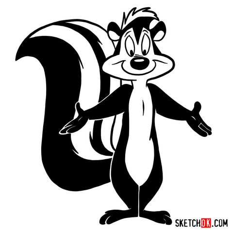 How to draw Pepé Le Pew - Step by step drawing tutorials Baby Cartoon Characters, Pet Raccoon, Old School Cartoons, School Cartoon, Looney Tunes Characters, Looney Tunes Cartoons, Classic Cartoon Characters, Favorite Cartoon Character, Kids Wall Decals