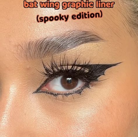 Halloween Makeup Hooded Eyes, Bat Wing Eyeliner Tutorial, Halloween Eyeliner Hooded Eyes, Bat Wings Eyeliner, Cool Eyeliner Ideas For Hooded Eyes, Bat Eyeliner Tutorial, Bat Wing Eyeliner For Hooded Eyes, Bat Eyeliner Hooded Eyes, October Eyeliner