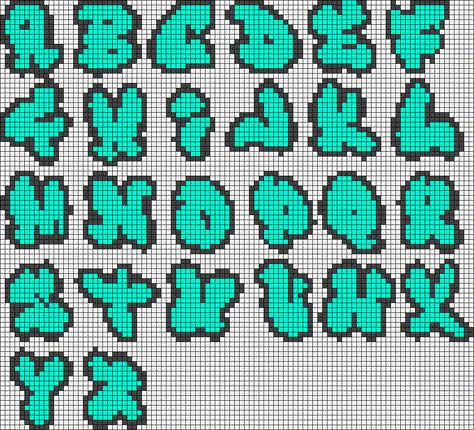 Alpha Friendship Bracelet Pattern #8636 added by katfett. Alphabet, abc, graffiti, letters. Alphabet Patterns, Crochet Letters, Graph Paper Designs, Graffiti Letters, Graph Paper Drawings, Cross Stitch Fonts, Cross Stitch Letters, Graffiti Alphabet, Graph Paper Art