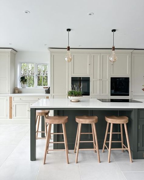 Hill Farm Furniture on Instagram: "Ending the week with some stills I snapped this morning from a recent install. Painted in 2 of our signature colours, Newfield Stone & Ashlands Green 🤍 
Happy Friday everyone 🥂 
.
.
.
#hillfarmkitchens #hillfarminteriors #bespokekitchens #kitcheninspo #kitcheninspiration #familybusiness #moderncountrykitcheninspo #handcraftedkitchens" Farm Furniture, Modern Country Kitchens, Beige Cabinets, Green Island, Happy Friday Everyone, Bespoke Kitchens, Kitchen Inspirations, Kitchen Interior, Happy Friday