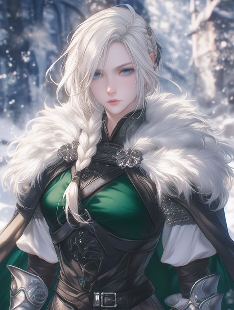 White Hair Elf Female Art, Dnd High Elf Female, White Haired Female Character Art, Elves Female Beautiful, Female Anime Art, Albino Girl, White Silver Hair, Snow Elf, Elven Forest