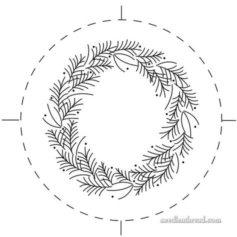 Stitch Snippet: Christmas Wreath Ornament, Part 1 – NeedlenThread.com Christmas Wreath Embroidery, Wreaths For Christmas, Embroidered Wreath, Embroidered Christmas Ornaments, Wreath Embroidery, Needlework Shops, Wreath Project, Wreath Ornament, Material Wreaths