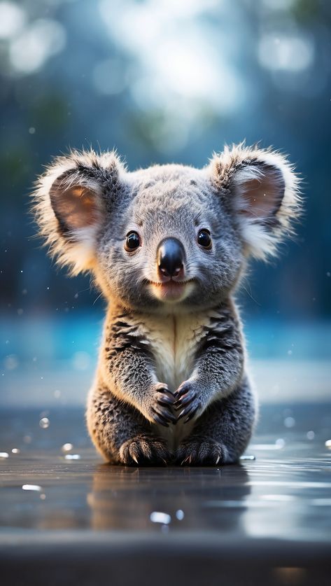 There is a koala bear sitting on the ground in the water Koala Bear Aesthetic, Koala Aesthetic, Koala Photo, Cute Koala Bear, Bear Sitting, Koala Bears, Personal Aesthetic, Super Cute Animals, Animal Species