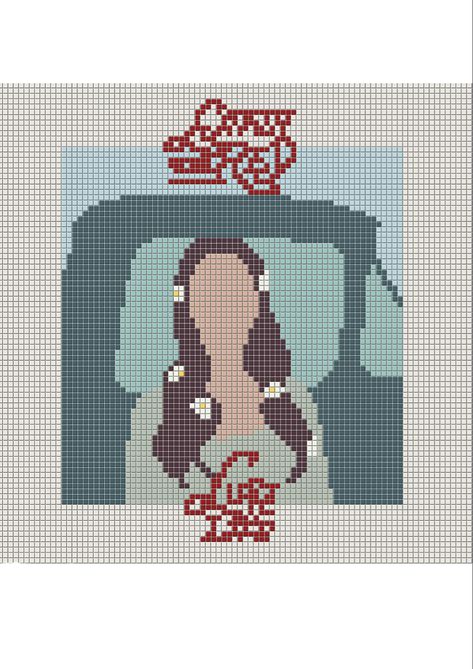 Lana Del Rey Pixel Grid, Lana Del Rey Cross Stitch, Lana Del Rey Alpha Pattern, Coquette Crochet, Tapestry Ideas, Crochet Wall Art, Art Album, Pixel Art Grid, Bag Business