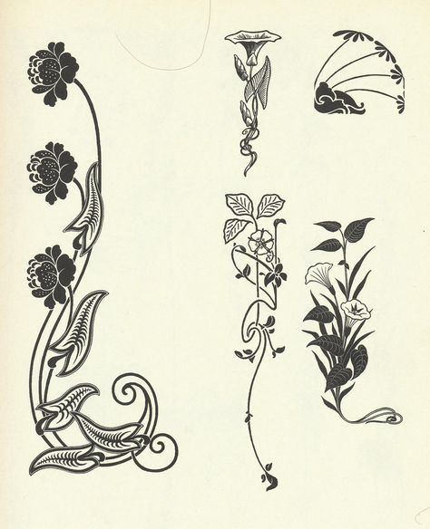 Art Nuvo Tattoos, Whimsical Forearm Tattoo, Art Deco Flowers Tattoo, Art Deco Floral Tattoo, Art Nouveau Flower Tattoo, Filigree Design Tattoo, Art Nouveau Tattoo Flower, Art Nouveau Flowers Illustration, Unique Minimalist Tattoo