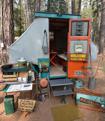 Tiny Yellow Teardrop Vintage Camper Interior, Vintage Camper Remodel, Motorcycle Trailer, Vintage Campers Trailers, Tent Trailer, Cool Campers, Vintage Campers, Camper Interior, Vintage Trailer