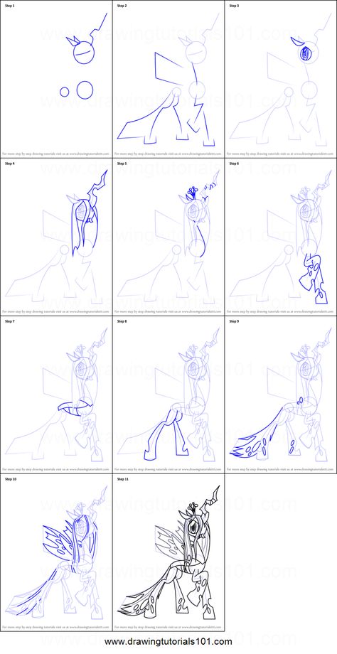 How to Draw Queen Chrysalis from My Little Pony - Friendship Is Magic Printable Drawing Sheet by DrawingTutorials101.com How To Draw Mlp Magic, Queen Chrysalis, Drawing Sheet, Learn Drawing, My Little Pony Drawing, Pony Drawing, Friendship Is Magic, Step By Step Drawing, Learn To Draw