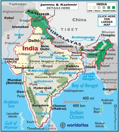 India: This webpage discusses information about India.  One can click on the various categories near the top of the page to find out different pieces of information on the country.  Its currency is the Rupee.  The site also discusses India's history.  It discusses some of the more famous Indian individuals as well, such as Mohandas Gandhi.  The country's Coat of Arms represents royalty, pride, truth, and honesty.  The country's motto is "Truth alone triumphs." Indian River Map, Ancient India Map, India World Map, Map Of India, Upsc Notes, Indian History Facts, Physical Map, Physical Geography, Asia Map