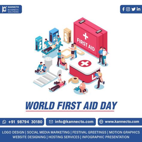 World First Aid Day, Designing Website, Digital Marketing Seo, Powerpoint Presentation Design, First Responders, Be Grateful, Social Media Design Graphics, First Aid, Seo Services