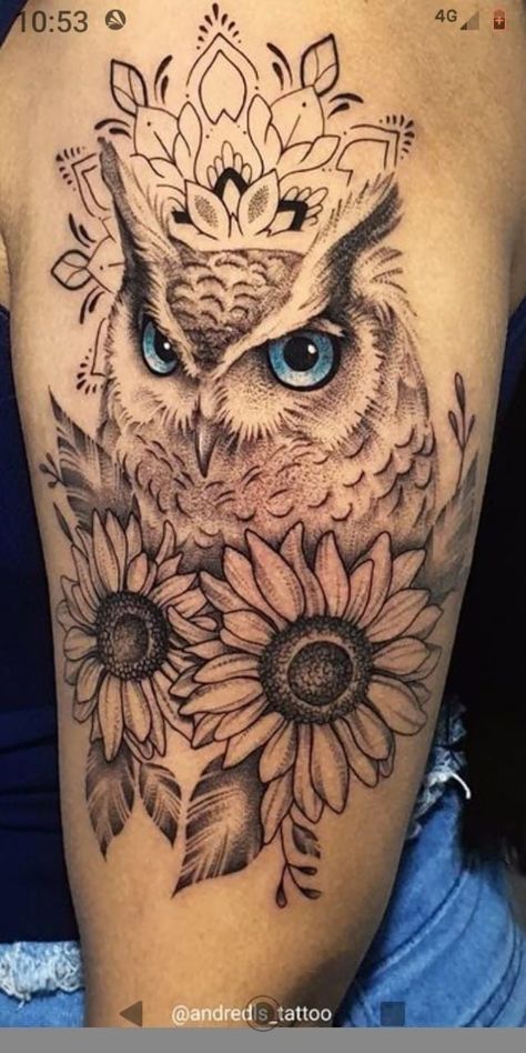 Owl Thigh Tattoos, Side Thigh Tattoos Women, Animal Lover Tattoo, Realistic Owl Tattoo, Owl Tattoo Sleeve, Ethereal Tattoos, Ignorant Tattoo, Snow Tattoo, Fingerprint Tattoos