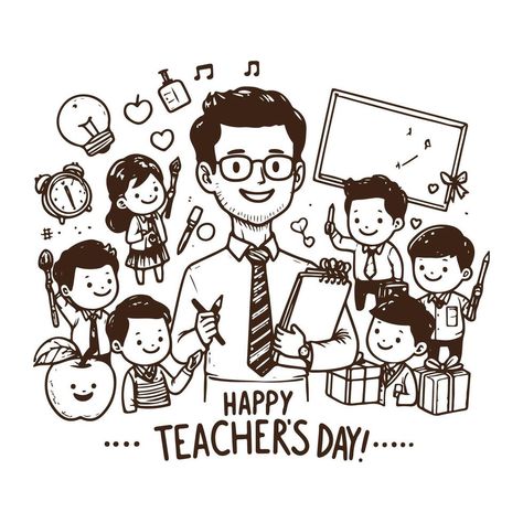 Joyful Happy Teachers Day Illustration Teacher Day Drawings Ideas, Happy Teachers Day Drawing, Teachers Day Illustration, Teachers Day Drawing, Happy Teacher Day, Happy Teacher, Teacher Day, Day Illustration, Snap Chat