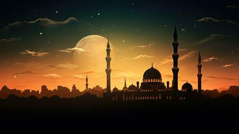 Islamic Photos Beautiful, Islamic Mosque, Moon In The Sky, Sky Moon, Beautiful Moon, Landscape Wallpaper, Cool Cartoons, Neon Lighting, Islamic Art