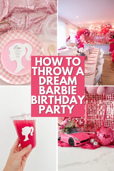 cute barbie birthday party ideas, barbie birthday party, barbie birthday party ideas Ken And Barbie Party Ideas, Barbie First Birthday Party Ideas, Barbie Birthday Table Setup, Princess Barbie Birthday Party, Barbie Party On A Budget, Kid Barbie Birthday Party, Easy Barbie Party Ideas, Barbie Makeup Birthday Party, Barbie Theme Party Activities