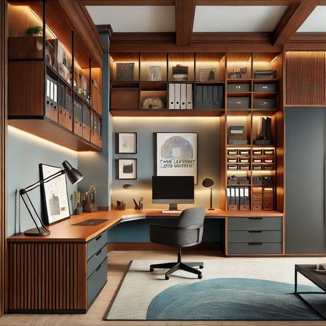 Office Room Design, Chamber Design, Brown Office, Modern Home Offices, Study Room Design, Home Library Design, Smart Living, Library Design, Home Office Setup