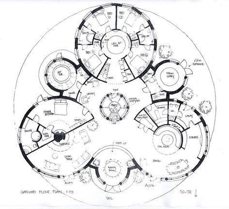 Circle Plan, Architect Sketchbook, House Development, Round House Plans, Earth Bag Homes, Silo House, Geodesic Dome Homes, Architecture Drawing Art, Dome House