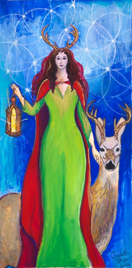 Elen of the Ways by Judith Shaw Celtic Goddess Art, Elen Of The Ways, Pagan Inspiration, Tarot Cards Major Arcana, Goddess Spirituality, Summer Goddess, Animal Movement, Star Goddess, Celtic Goddess