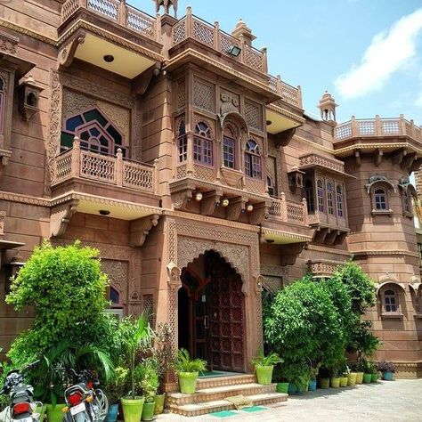 Kuchaman Haveli | House design pictures, Brick architecture, Architecture old Jaipur House Design, Indian House Exterior, Jaipur House, Indian House Exterior Design, Puja Ghar, Arrange Marriage, Jodhpur Rajasthan, India Architecture, Mughal Architecture