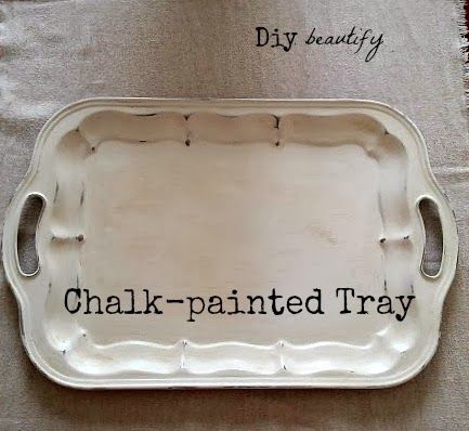 Silver Tray Decor, How To Paint Metal, Chalk Couture Projects, Chalk Paint Diy, Paint Trays, Silver Platters, Paint Metal, Using Chalk Paint, Chalk Paint Ideas