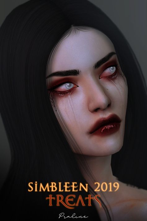 SIMBLREEN 2019 TREATS | Pralinesims on Patreon Sims 4 Vampire, Vampire Hair, Blood Makeup, Vampire Eyes, Sims 4 Cc Eyes, Vampire Clothes, Horror Make-up, Makeup Cc, Vampire Makeup