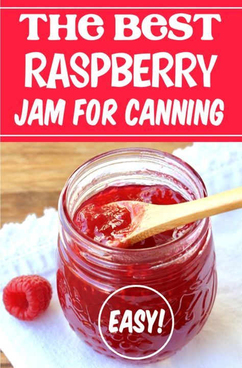 Homemade Raspberry Jam is so simple to make!  Whether you're searching for canning recipes for beginners, are looking for sweet mason jar gifts to give, or just want to know how to make quick and easy DIY jam with pectin, I've got you covered!  Just a few simple ingredients, including fresh raspberries, and you're done!  Go grab the recipe and give it a try this week! How To Make Raspberry Jelly, Homemade Apple Jam, Raspberry Jam Recipe Canning, Canning Raspberry Jam, Seedless Raspberry Jam Recipe, Raspberry Jam Recipes, Crockpot Peach Butter Recipe, Jam With Pectin, Seedless Raspberry Jam