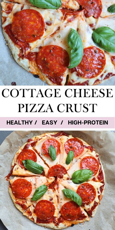 Healthy Cottage Cheese Pizza Crust [High-Protein Recipe] Egg White Pizza Crust Recipe, Healthy High Protein Pizza Recipes, High Protein Ricotta Recipes, Cottage Cheese Pizza Dough, Cottage Cheese Flatbread Pizza, Cottage Cheese Pizza Crust, Protein Pizza Crust, Cheese Pizza Crust, Cottage Cheese Pizza