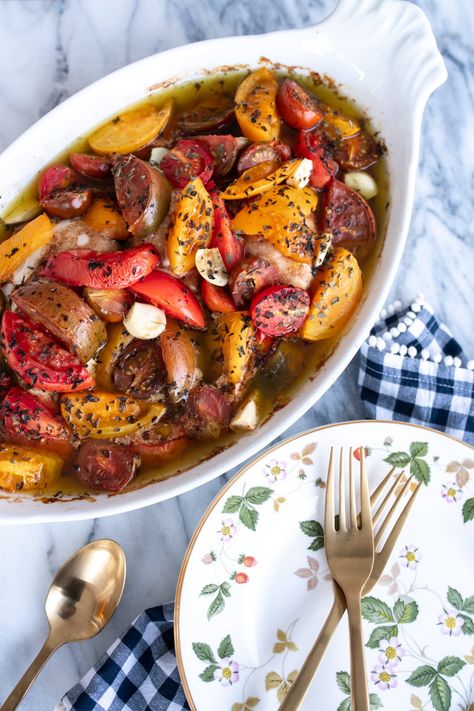 Chicken And Heirloom Tomatoes, Heirloom Tomatoes Recipes, Chickpea Dishes, Heirloom Tomato Recipes, Tomato Lentil Soup, Stacie Flinner, Summer Chicken, Balsamic Chicken, Heirloom Tomato